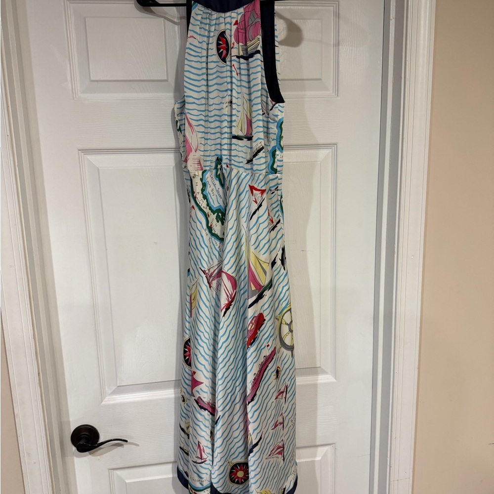 Anthropologie Multicolor Sleeveless Maxi Dress with Navy Yoke